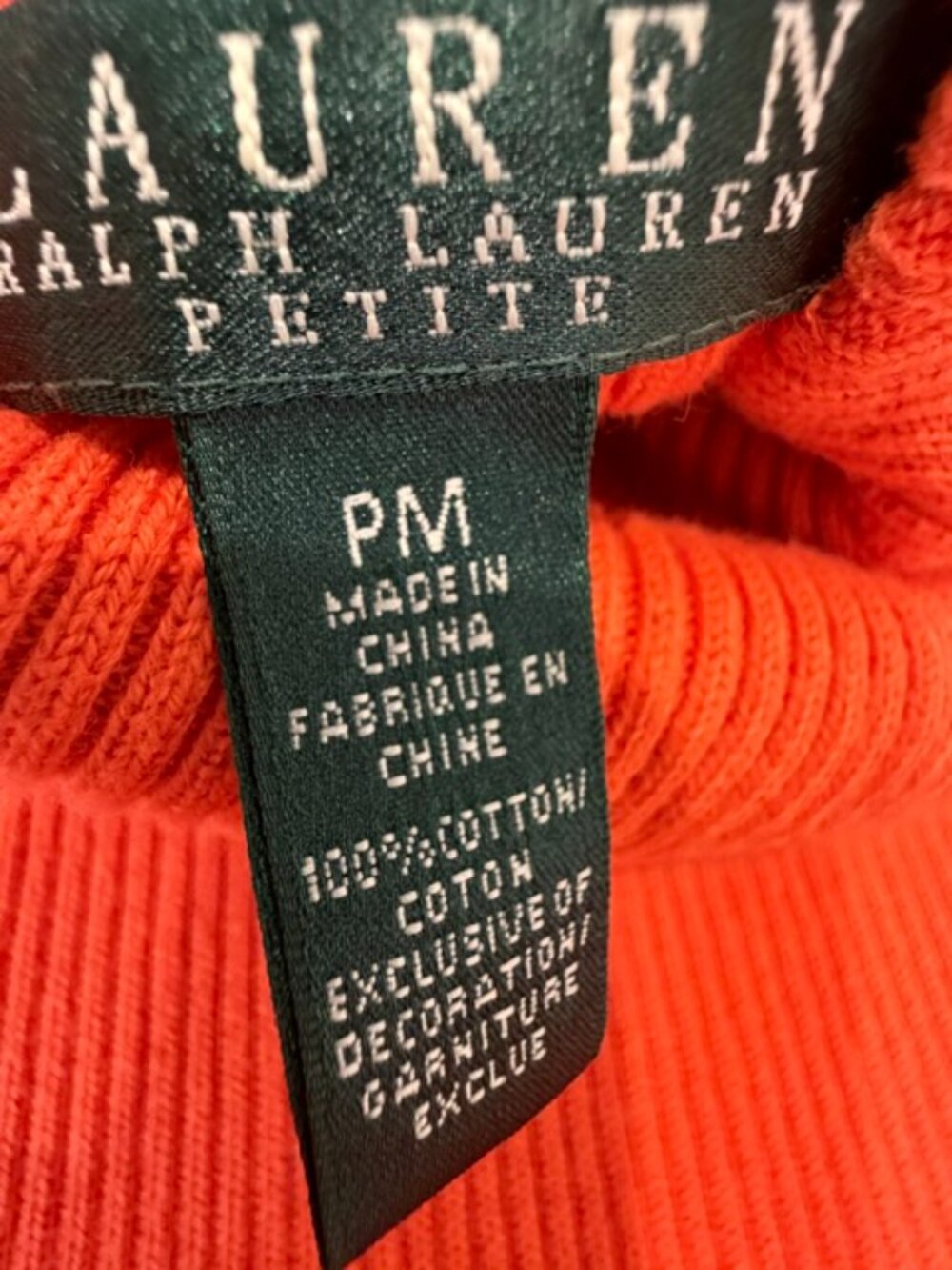 Ralph Lauren Orange Cotton Turtleneck Sweater PM - Picture 10 of 13